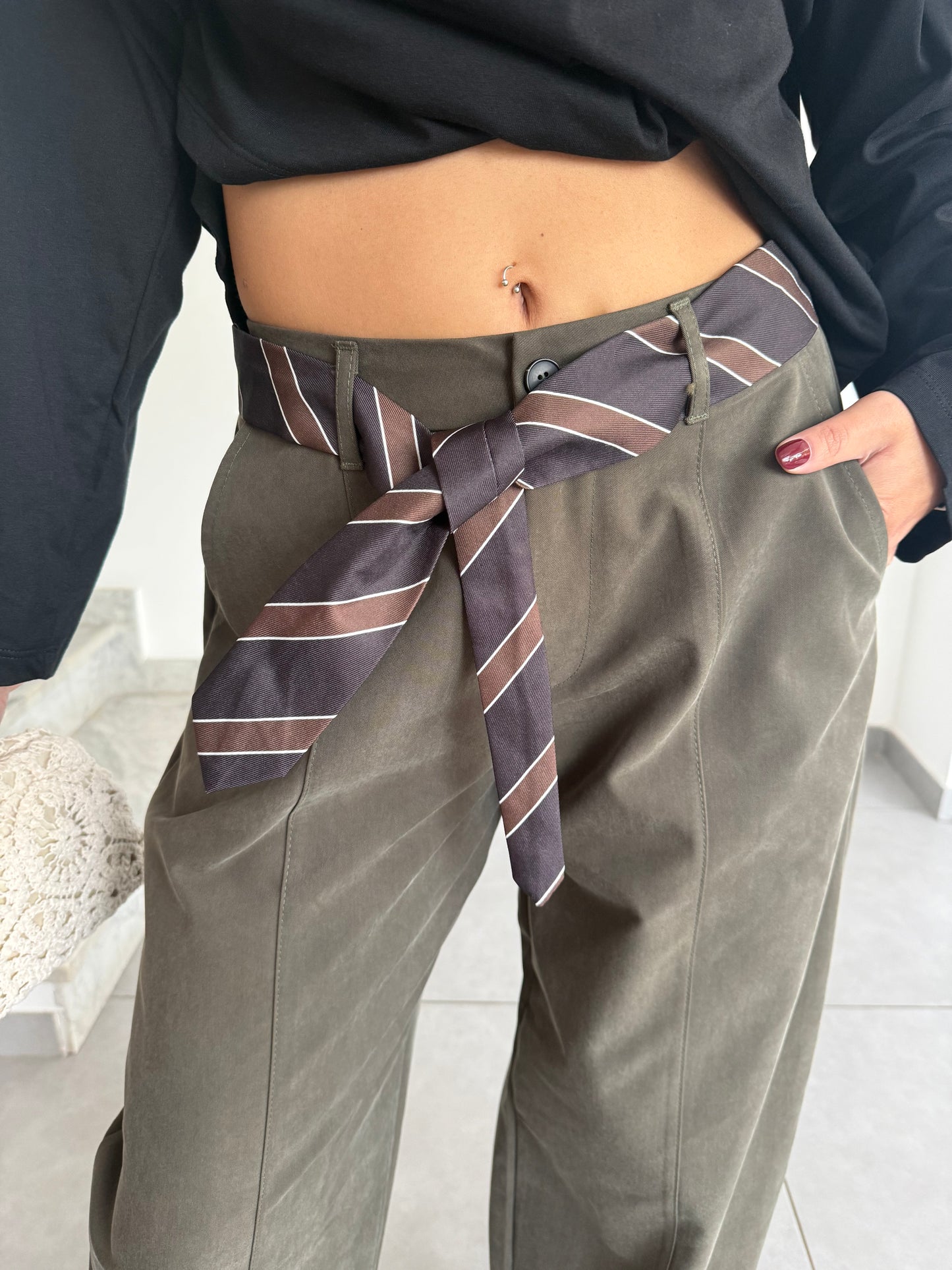 Pantalone foulard verde militare