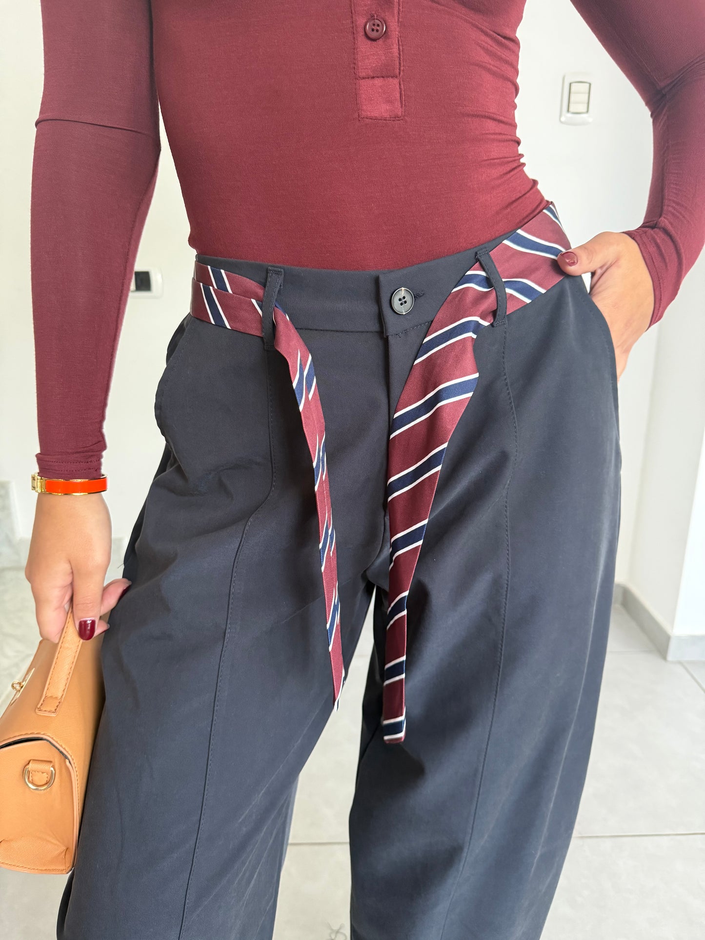 Pantalone foulard blu