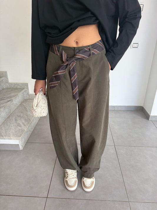 Pantalone foulard verde militare