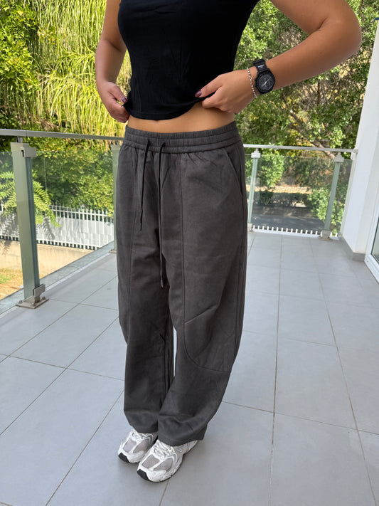 Pantalone suede grigio fumo