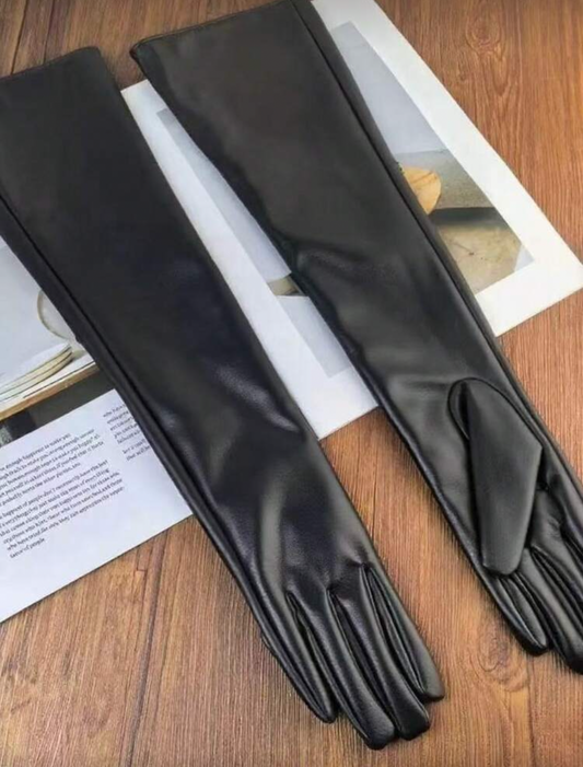 guanti similpelle neri