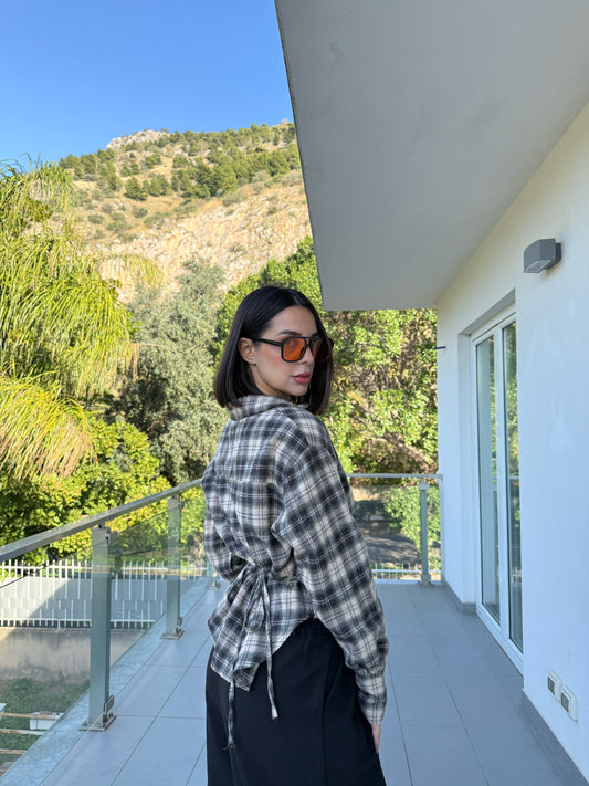 camicia quadri strike fondo nero