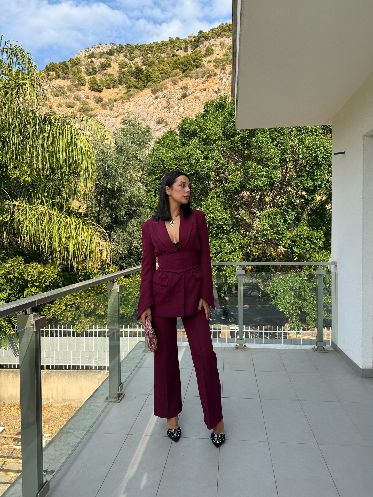 Tailleur selena bordeaux