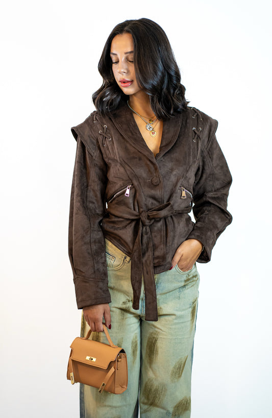 Giubbino camoscio trecce