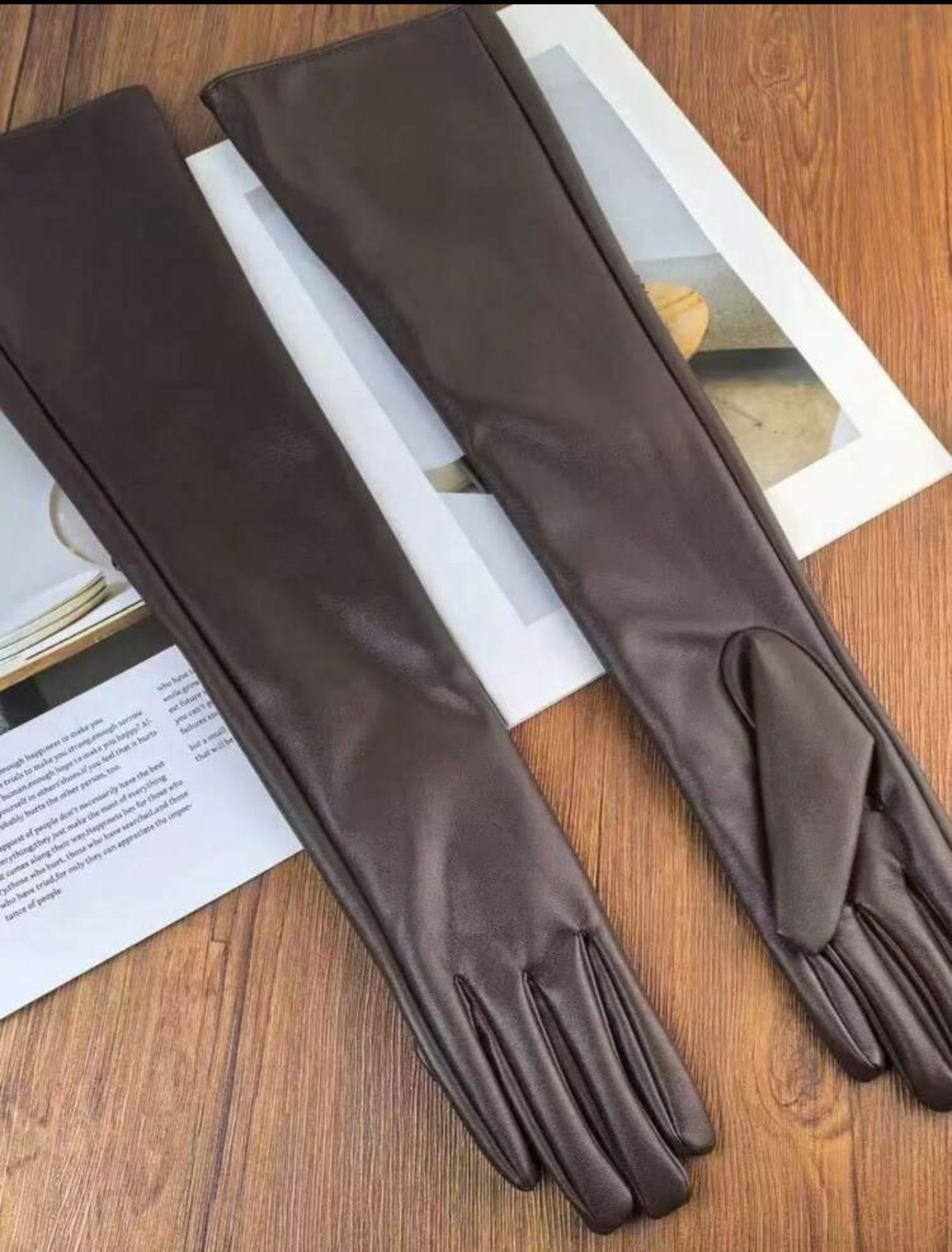 guanti similpelle brown