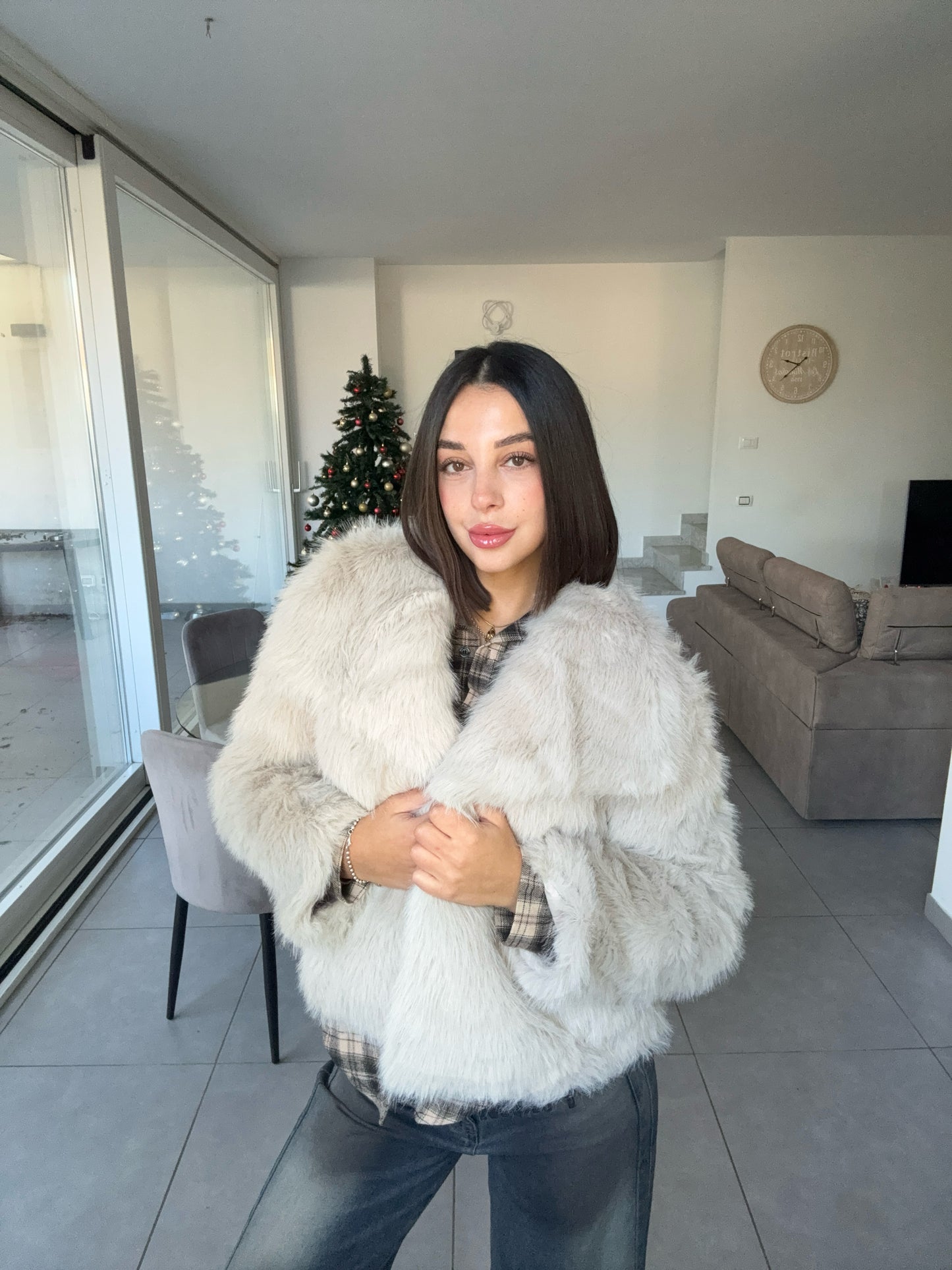 Pelliccia neve beige