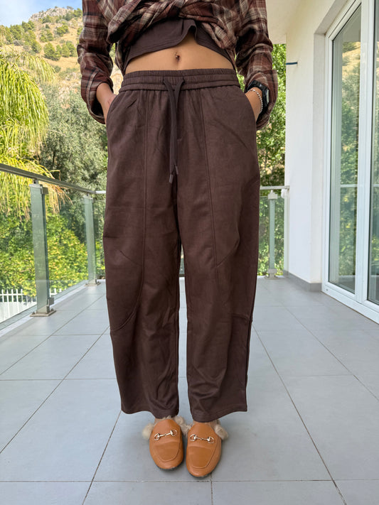Pantalone suede marrone