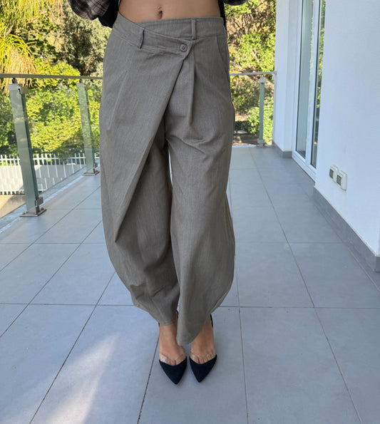 Pantalone desigual tortora