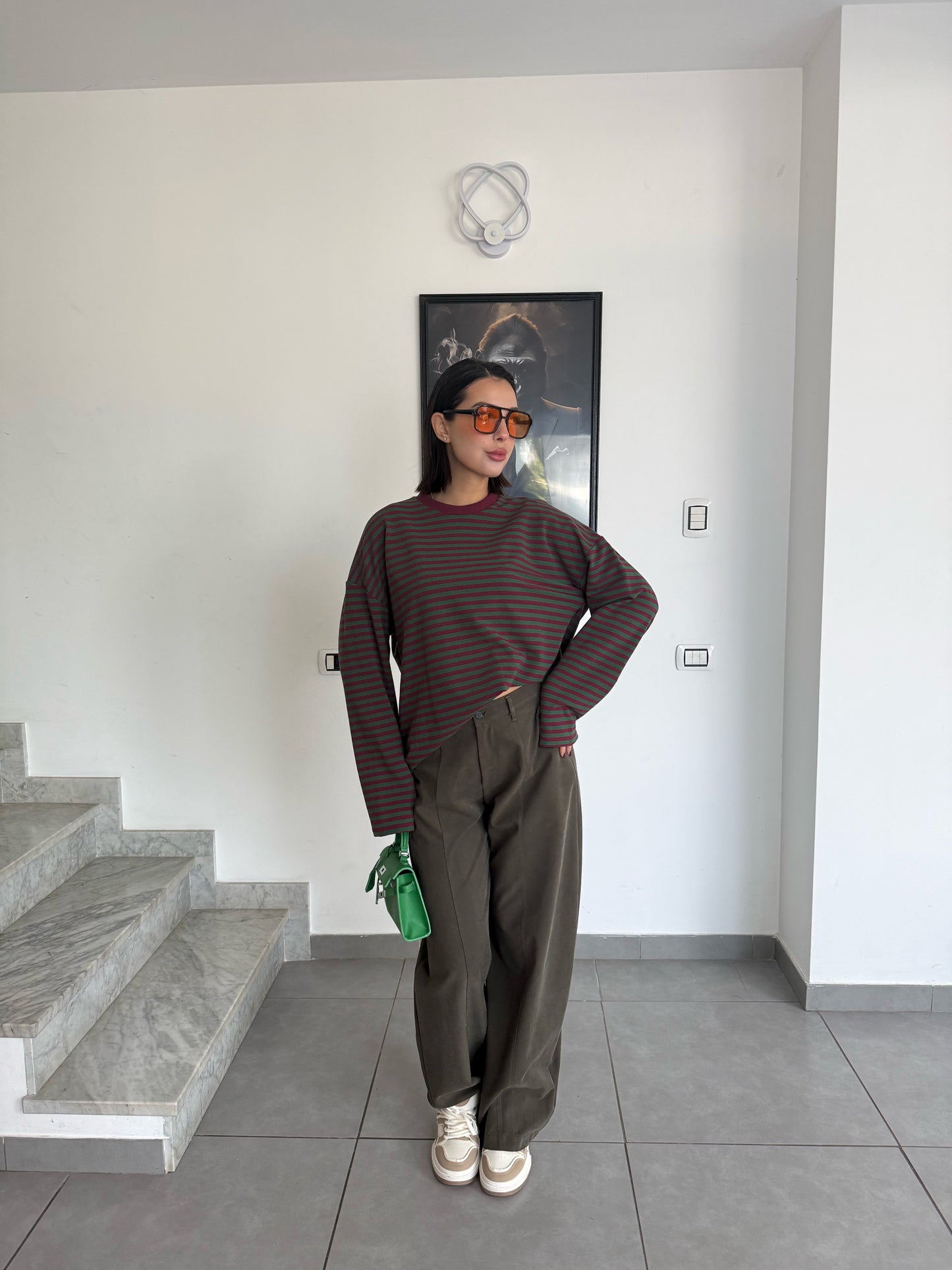 Pantalone foulard verde militare