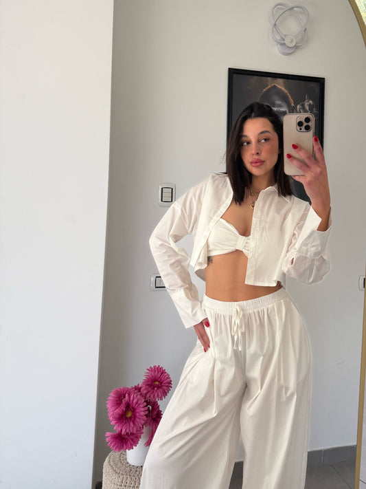 Coordinato cotton tre pezzi bianco
