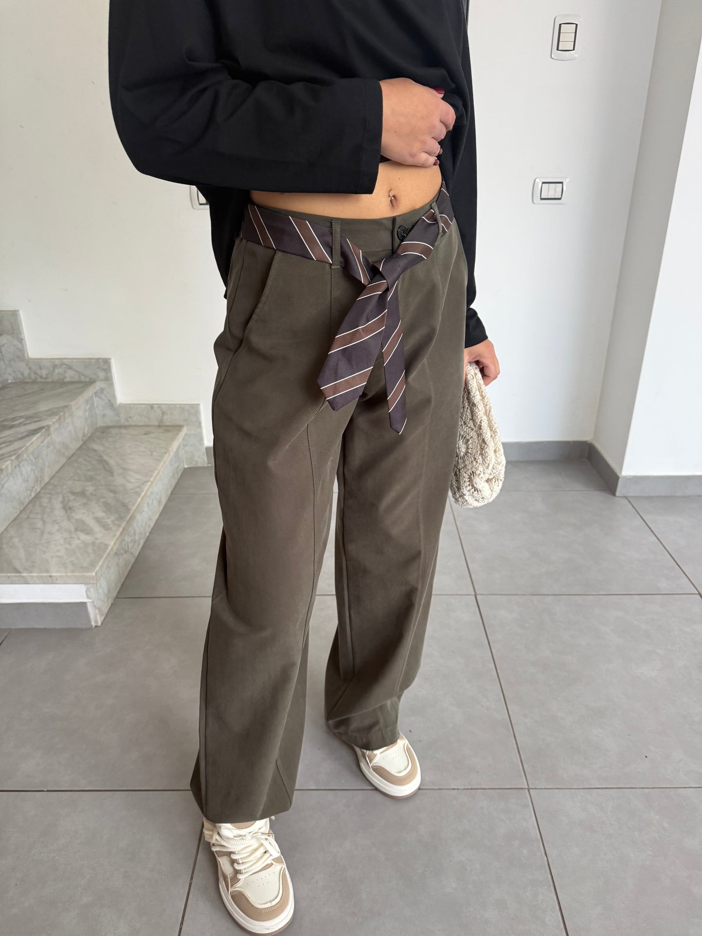 Pantalone foulard verde militare