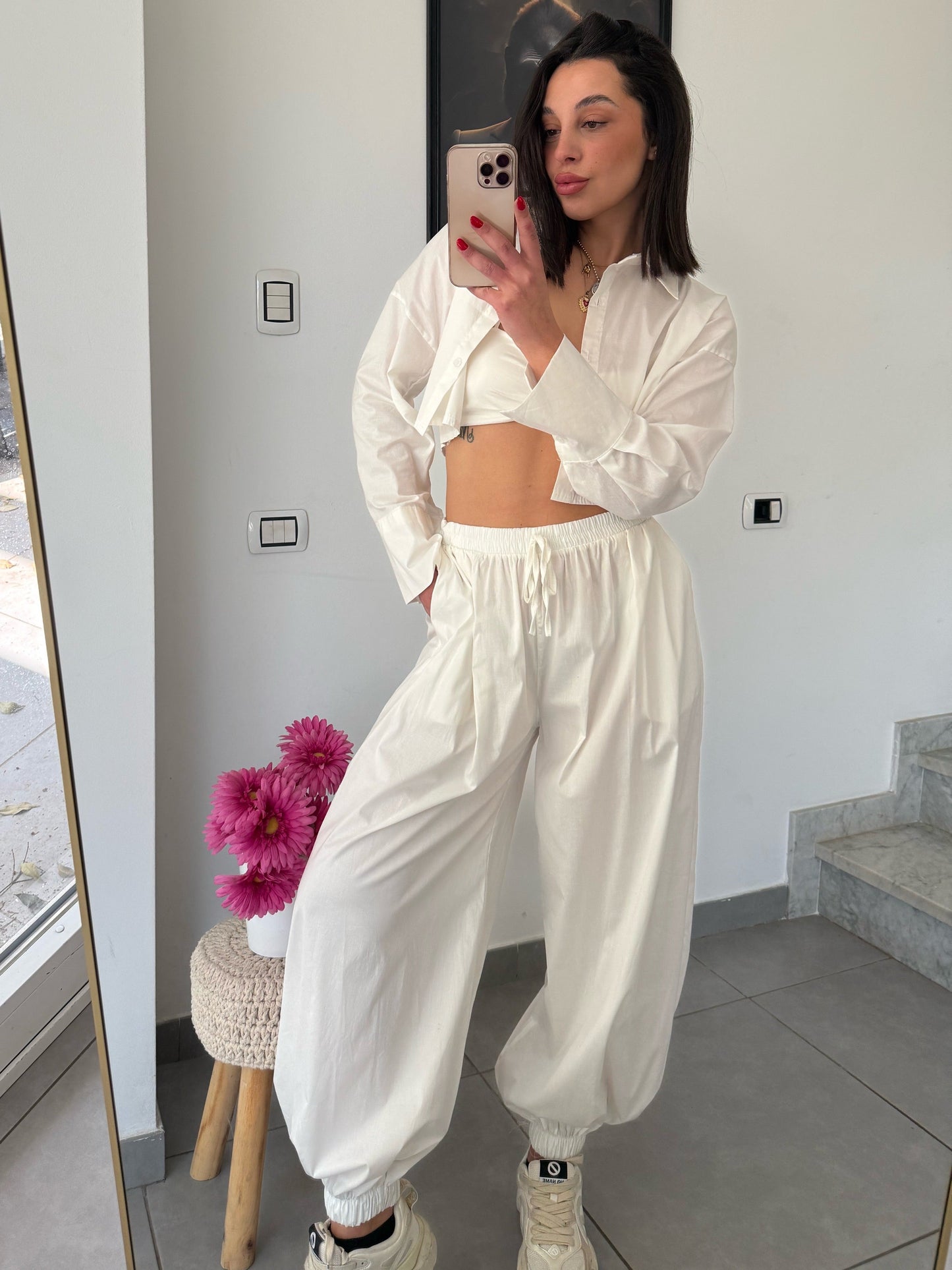 Coordinato cotton tre pezzi bianco