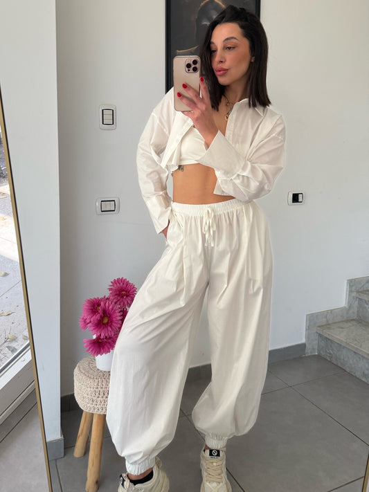 Coordinato cotton tre pezzi bianco