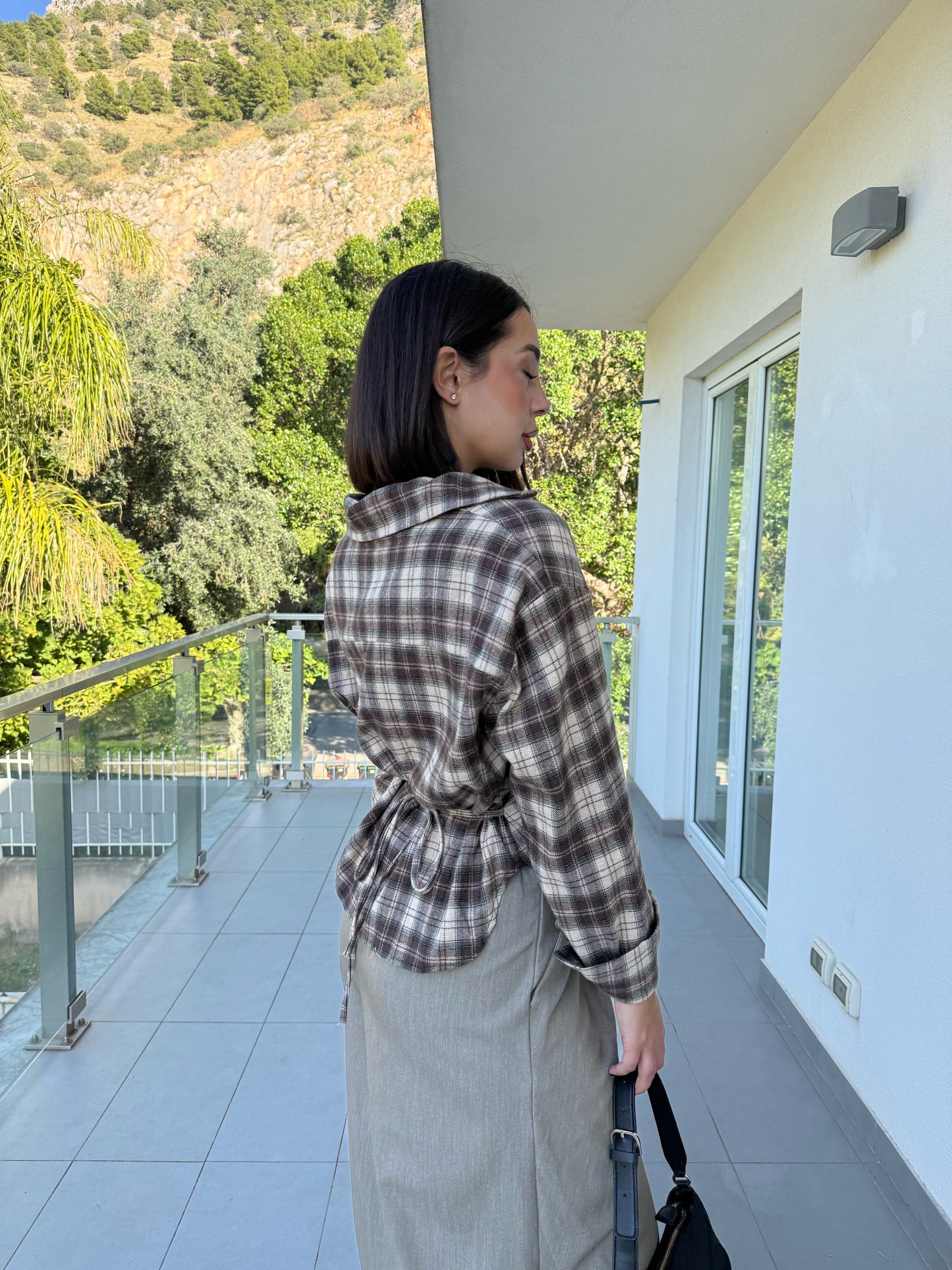 camicia quadri strike fondo marrone