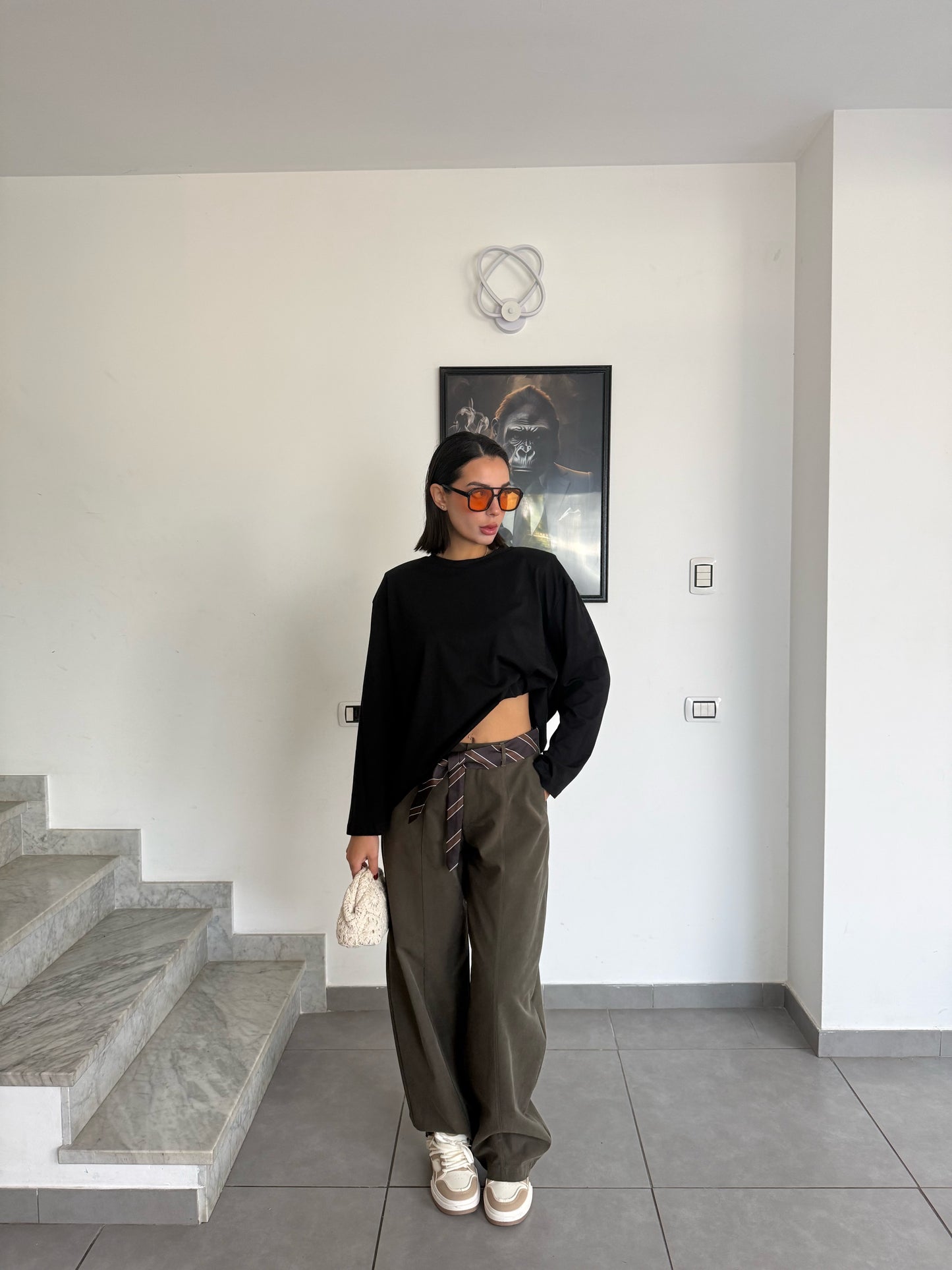 Pantalone foulard verde militare