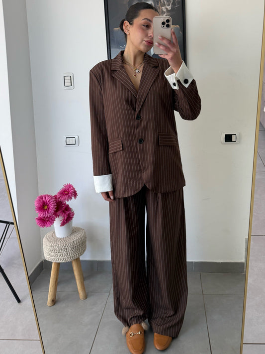 Tailleur gessato brown
