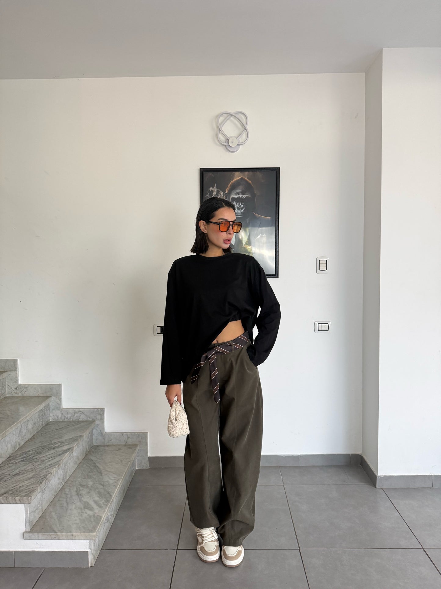 Pantalone foulard verde militare