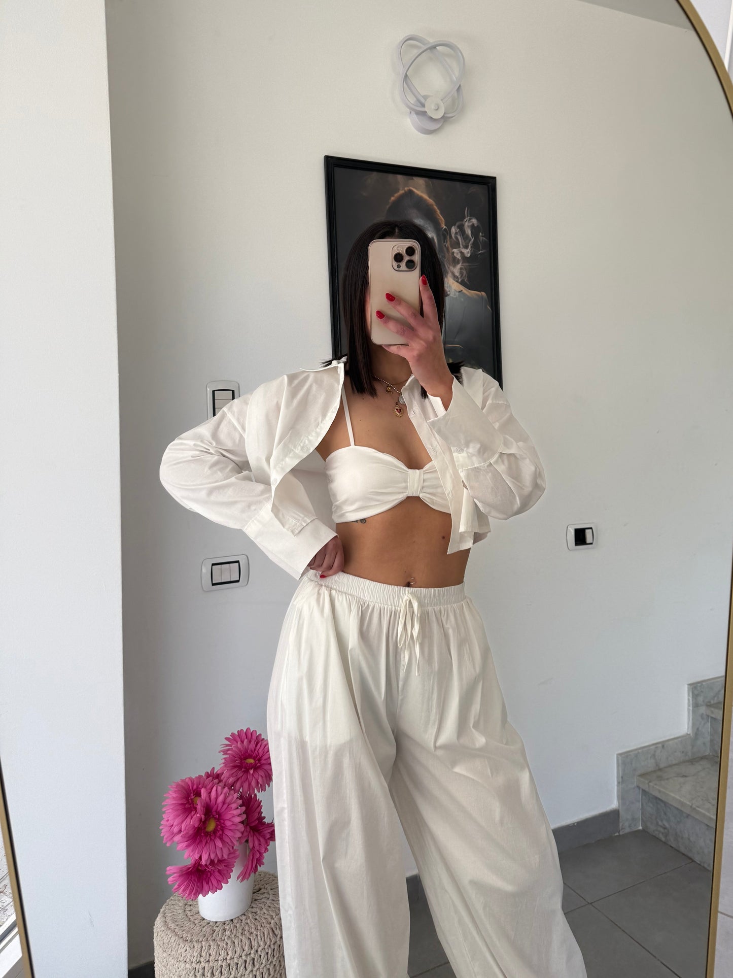 Coordinato cotton tre pezzi bianco