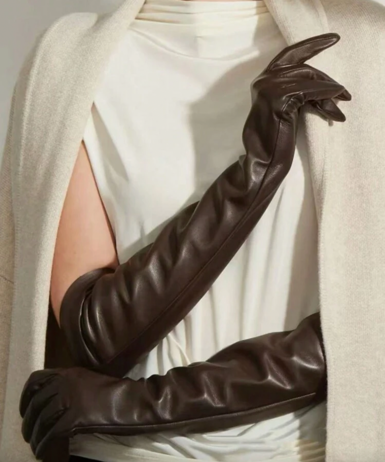 guanti similpelle brown